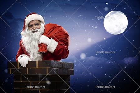 تصویر با کیفیت بابانوئل در دودکش خانه